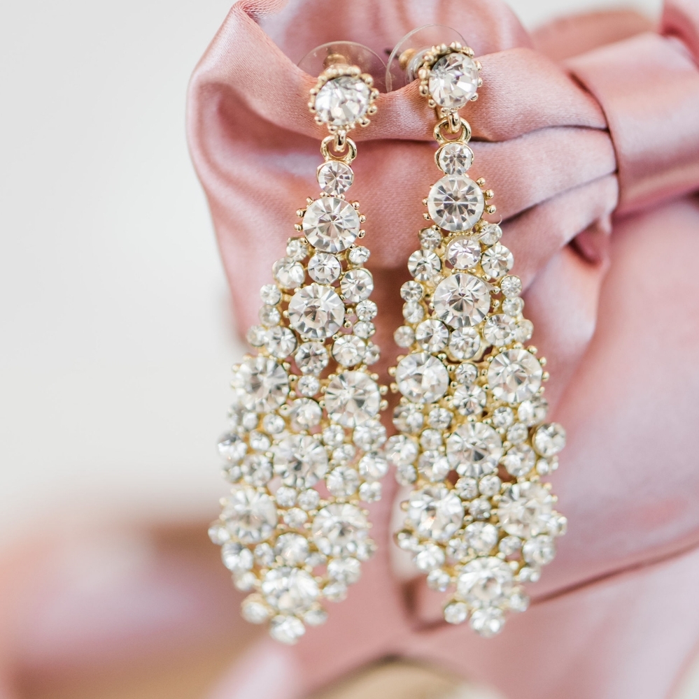 Rhinestone wedding bridal pageant earrings